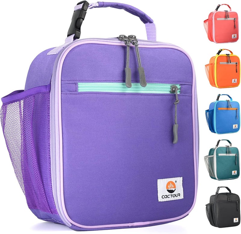 CaCTOUR Lunch Box Kids,Premium Insulated Lunch Bag for Girls Boys Teen Women,Soft Bag Mini Cooler Back to School Thermal Reusable Lunch Bag for Work School Picnic (Purple) - Image 1